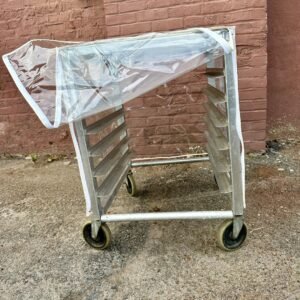 20-Tier Commercial Bakery Rack Cover – Heavy-Duty Waterproof Nylon with 3 Zippers (White, 4-Sided)  - 61" x 23" x 28"