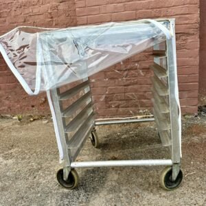20-Tier Commercial Bakery Rack Cover – Heavy-Duty Waterproof Nylon with 3 Zippers (White, 4-Sided)  - 63" x 23" x 28"