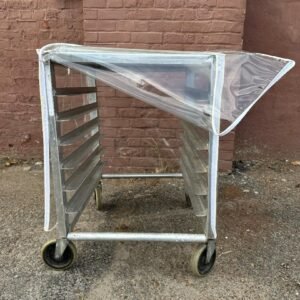 20-Tier Commercial Bakery Rack Cover – Heavy-Duty Waterproof Nylon with 3 Zippers (Black, 4-Sided)  - 64" x 23" x 28"